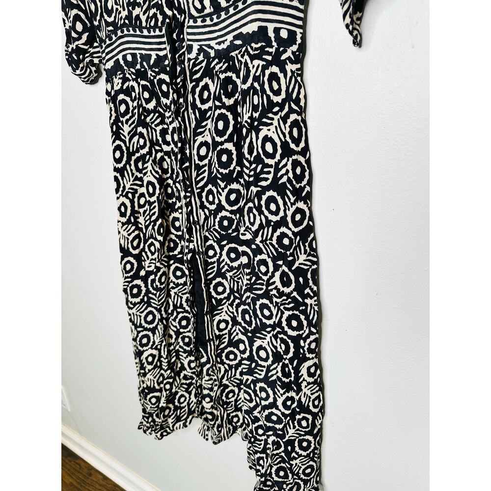SEA NEW YORK Black White Ink-Dot Bloom Front Button Midi Dress Size 4 - Picture 7 of 13
